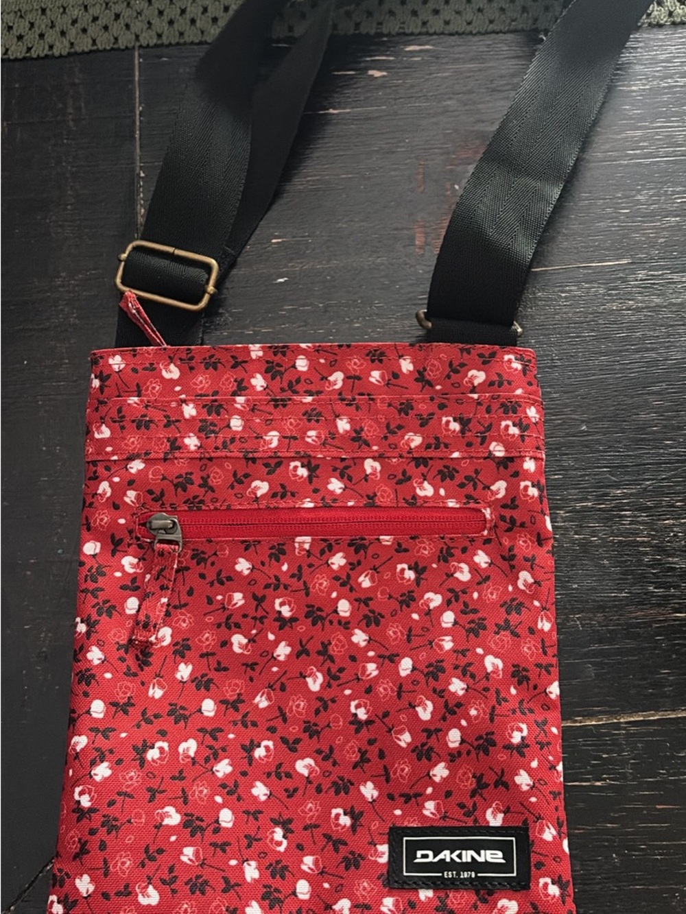 Dakine Red Floral Crossbody Pouch with Black Strap
